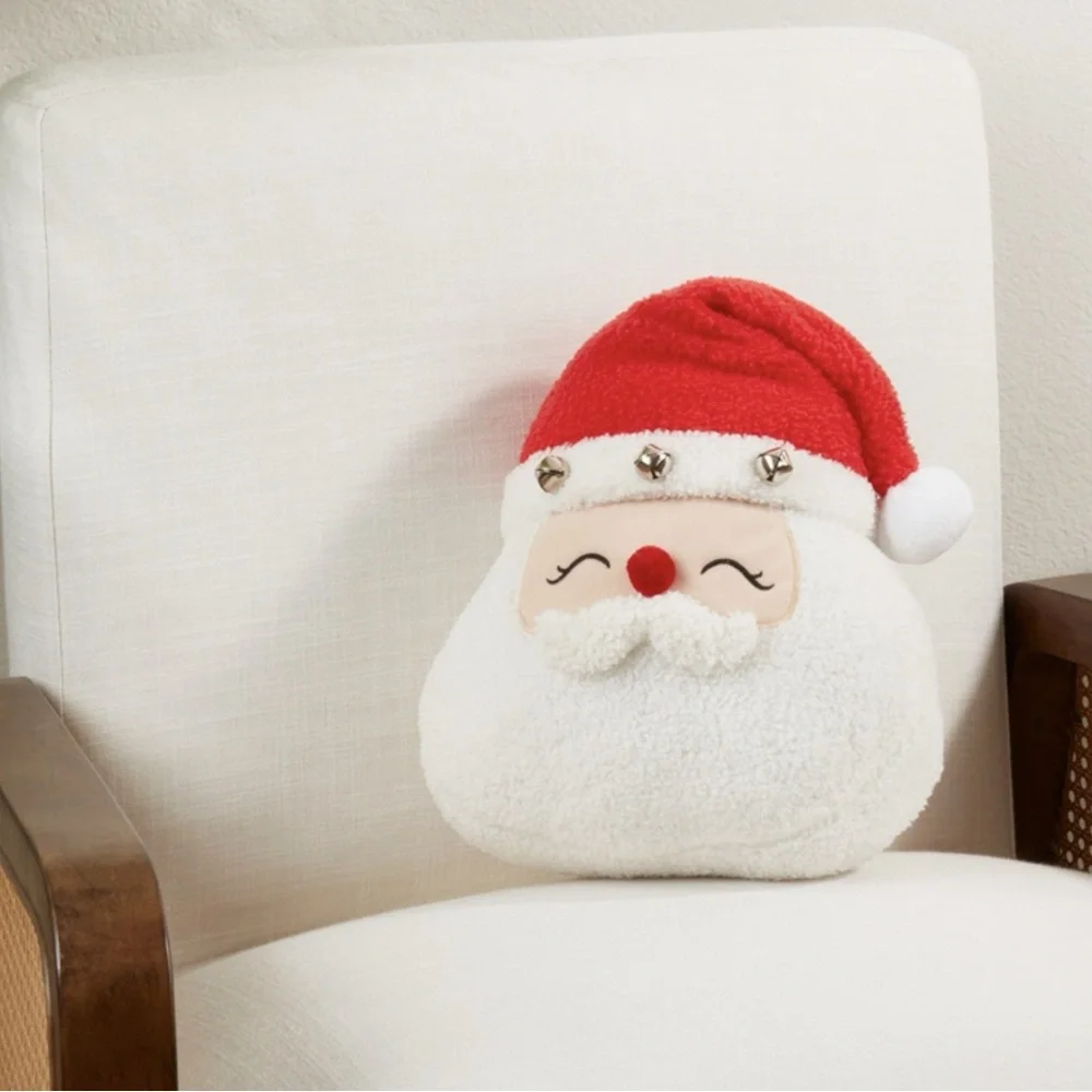Red and White Santa Pillow 12”x12”